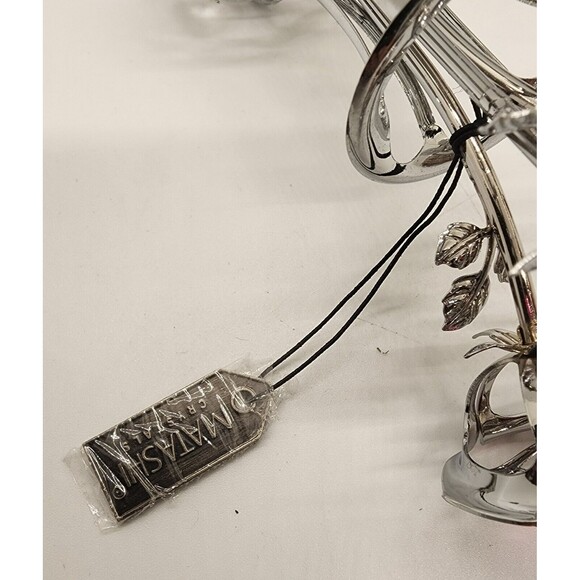 MATASHI CHROME PLATES SILVER FLOWERS BOUQUET and Vase Unique See! - Picture 3 of 13